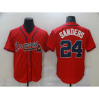 Atlanta Braves #24 Deion Sanders Red AmberGomez Game Jerseys