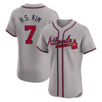 Atlanta Braves #7 Ha-Seong Kim Player Gray AmberGomez Limited Elite Home Game Stitched Jerseys