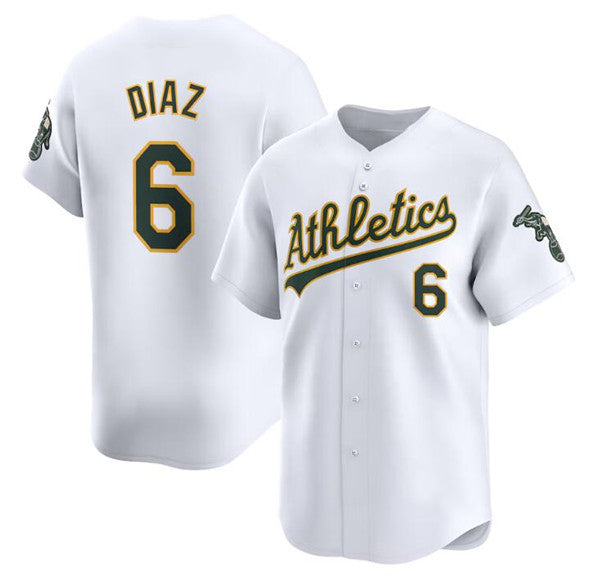 Oakland Athletics #6 Jordan Diaz White AmberGomez Home Limited Stitched Jersey