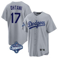Los Angeles Dodgers #17 Shohei Ohtani Player Gray AmberGomez World Series Meet Game Stitched Jerseys