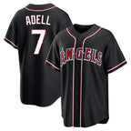 Los Angeles Angels #7 Jo Adell Player Black AmberGomez Fashion Out Home Game Stitched Jerseys