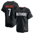 Baltimore Orioles #7 Jackson Holliday Player Black AmberGomez City Connect Limited Home Game Stitched Jerseys