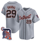 Detroit Tigers #29 Tarik Skubal Gray AmberGomez Logo Patch Vapor Premier Limited Stitched Jersey