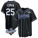 Los Angeles Dodgers #25 Tommy Edman Player Black AmberGomez World Series Carbon Limited Home Stitched Jerseys