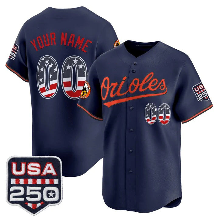 Custom Baltimore Orioles Navy AmberGomez USA 250 Fourth of July Vapor Premier Limited Jersey - All Stitched