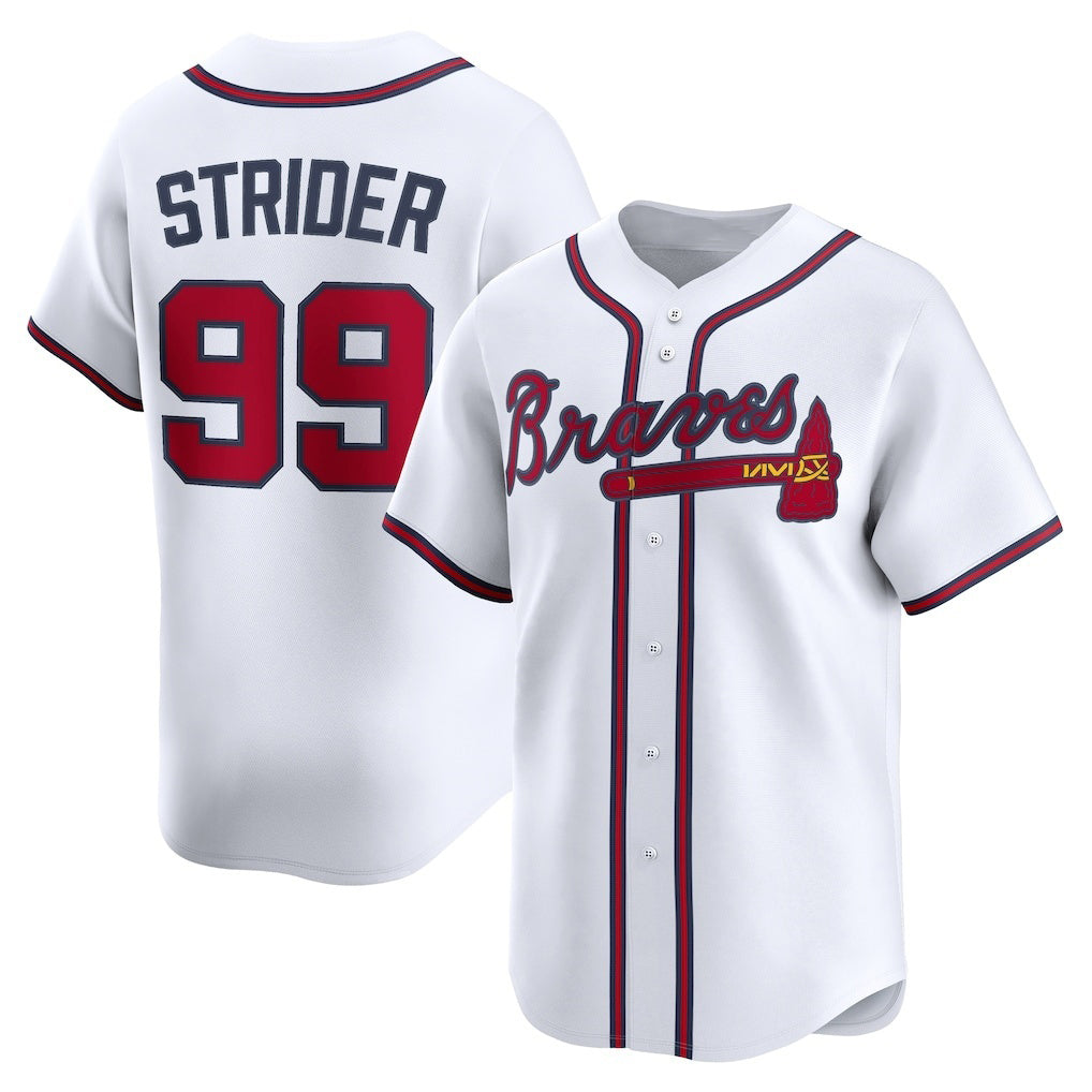 Atlanta Braves #99 Spencer Strider White AmberGomez Home Limited Player Jersey