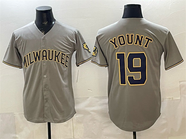 Milwaukee Brewers #19 Robin Yount Grey AmberGomez Home Limited Stitched Jersey