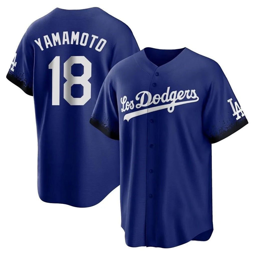 Los Angeles Dodgers #18 Yoshinobu Yamamoto Player Royal AmberGomez City Connect Home Game Stitched Jerseys