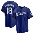 Los Angeles Dodgers #18 Yoshinobu Yamamoto Player Royal AmberGomez City Connect Home Game Stitched Jerseys