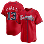 Atlanta Braves #13 Ronald Acu?a Jr. Red AmberGomez Alternate Limited Player Jersey