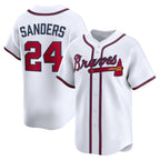 Atlanta Braves #24 Deion Sanders White AmberGomez Limited Player Jersey