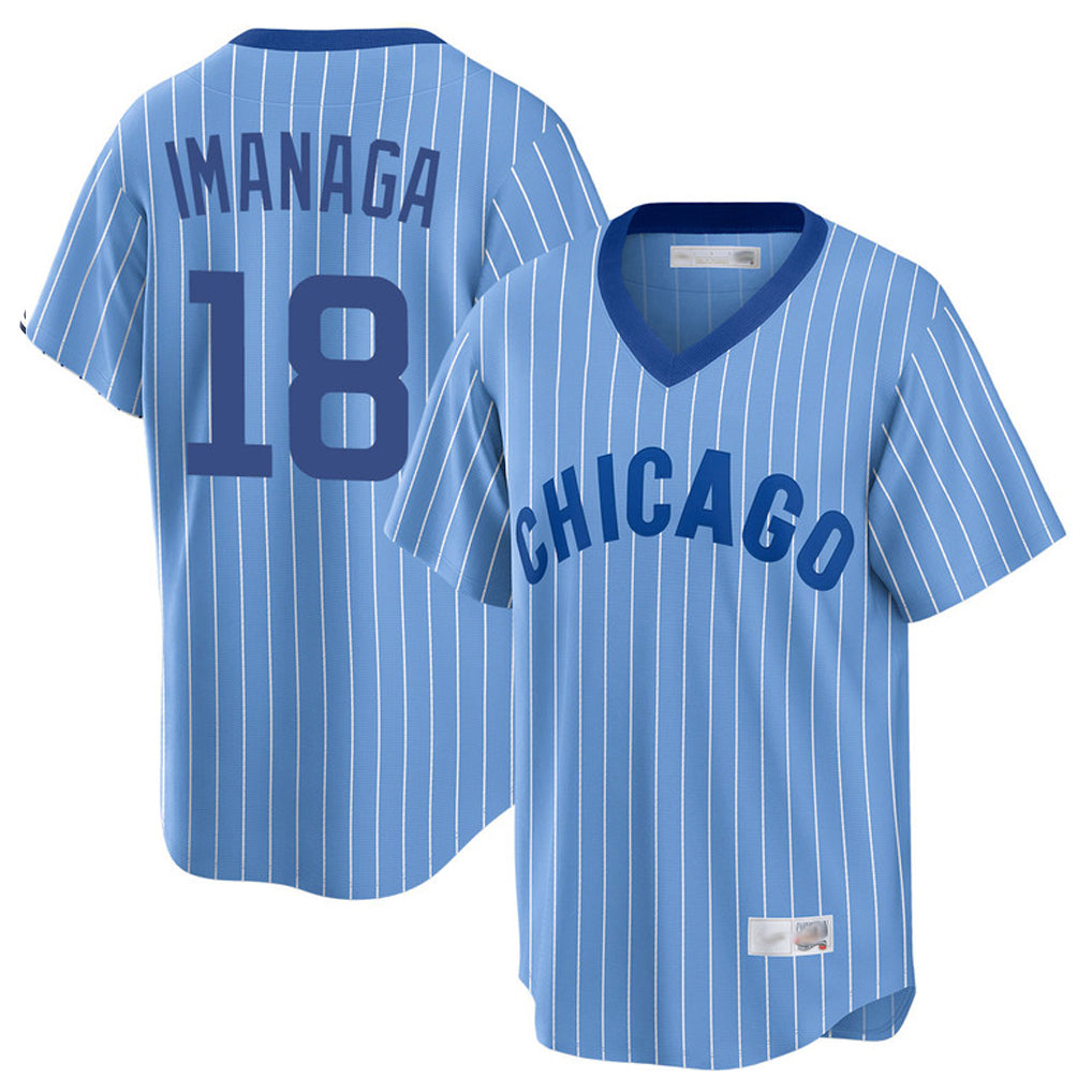 Chicago Cubs #18 Shota Imanaga Player Blue AmberGomez T-shirt Cooperstown Collection Limited Stitched Jerseys