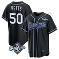 Los Angeles Dodgers #50 Mookie Betts Player Black AmberGomez World Series Carbon Limited Home Stitched Jerseys