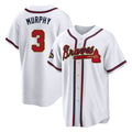 Atlanta Braves #3 Dale Murphy Player White Gold AmberGomez Home Game Stitched Jerseys