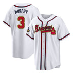 Atlanta Braves #3 Dale Murphy Player White Gold AmberGomez Home Game Stitched Jerseys