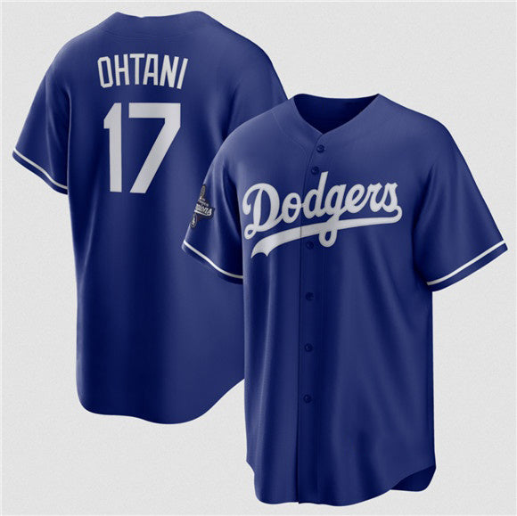 Los Angeles Dodgers #17 Shohei Ohtani Blue AmberGomez 2025 World Series Champions Stitched Jersey