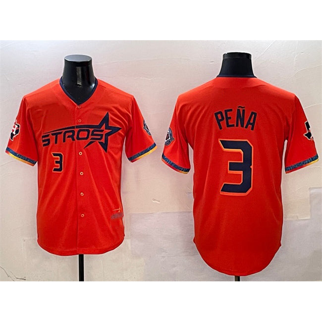 Houston Astros #3 Jeremy Pena Orange AmberGomez 2025 City Connect With Texas Patch Limited Stitched Jersey