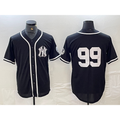 New York Yankees #99 Aaron Judge No Name Black White AmberGomez Cool Base Stitched Jersey
