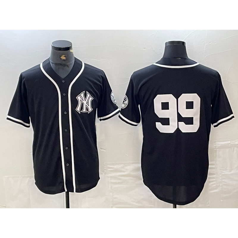 New York Yankees #99 Aaron Judge No Name Black White AmberGomez Cool Base Stitched Jersey