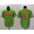 Philadelphia Phillies #5 Bryson Stott Green AmberGomez With Patch Stitched Cool Base Jersey