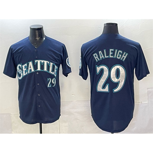 Seattle Mariners #29 Cal Raleigh Navy AmberGomez Limited Stitched jersey