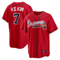 Atlanta Braves #7 Ha-Seong Kim Player Red AmberGomez Home Game Stitched Jerseys