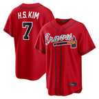 Atlanta Braves #7 Ha-Seong Kim Player Red AmberGomez Home Game Stitched Jerseys