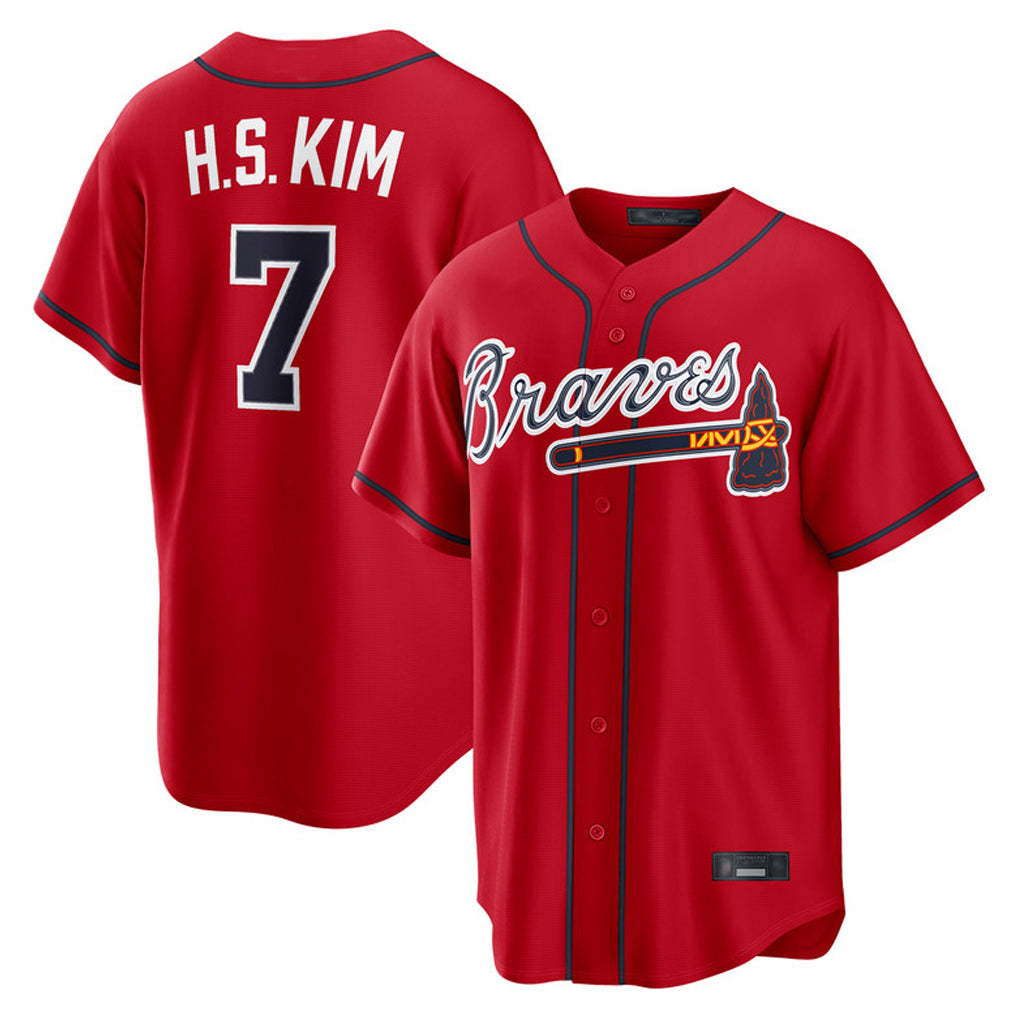 Atlanta Braves #7 Ha-Seong Kim Player Red AmberGomez Home Game Stitched Jerseys