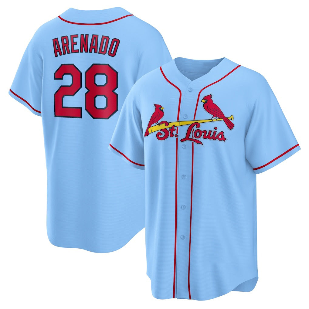 St. Louis Cardinals #28 Nolan Arenado Light Blue AmberGomez Alternate Official Replica Player Jersey