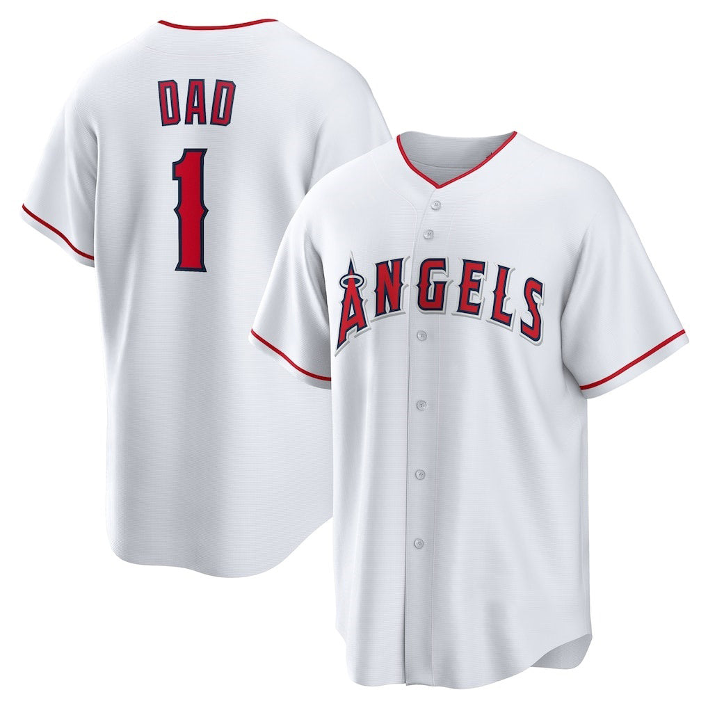 Los Angeles Angels #1 Dad White AmberGomez Home Replica Jersey