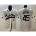 Chicago White Sox #45 Michael Jordan White AmberGomez Cool Base Stitched Jersey 2