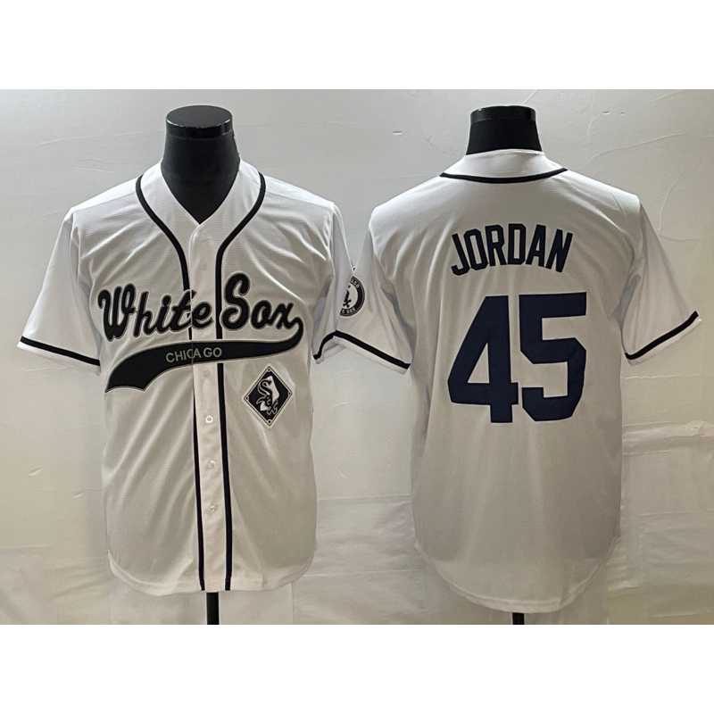 Chicago White Sox #45 Michael Jordan White AmberGomez Cool Base Stitched Jersey 2