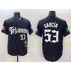 Texas Rangers #53 Adolis Garc¨ªa Black AmberGomez Mexico 2025 Vapor Premier Limited Stitched Jersey