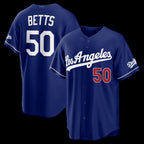 Los Angeles Dodgers #50 Mookie Betts Royal AmberGomez Alternate Stadium Jersey