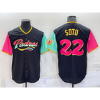 San Diego Padres #22 Juan Soto Black AmberGomez 2022 City Connect Cool Base Stitched Jersey