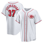 Cincinnati Reds #37 Tyler Stephenson White AmberGomez Home Replica Jersey