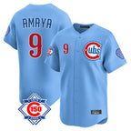 Chicago Cubs #9 Miguel Amaya Player Light Blue AmberGomez 150th Anniversary Limited Home Stitched Jerseys
