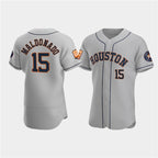 Houston Astros #15 Mart¨ªn Maldonado Gray AmberGomez 60th Anniversary Flex Base Stitched Jersey