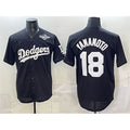 Los Angeles Dodgers #18 Yoshinobu Yamamoto Black AmberGomez 2025 World Series Patch Cool Base Stitched Jersey