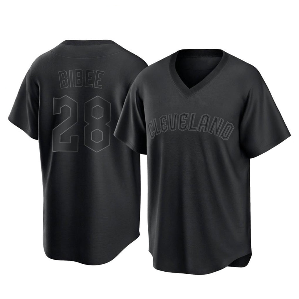 Cleveland Guardians #28 Tanner Bibee Player Black AmberGomez T-shirt Home Game Stitched Jerseys