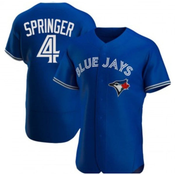 Toronto Blue Jays #4 George Springer Royal AmberGomez Flex Base Stitched Jersey