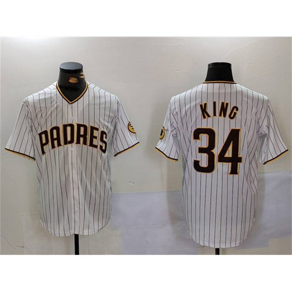 San Diego Padres #34 Michael King White AmberGomez Cool Base Stitched Jersey