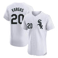 Chicago White Sox #20 Miguel Vargas Player White AmberGomez Stripe Limited Elite Home Stitched Jerseys