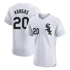 Chicago White Sox #20 Miguel Vargas Player White AmberGomez Stripe Limited Elite Home Stitched Jerseys