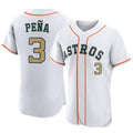 Houston Astros #3 Jeremy Pena Player Gold AmberGomez Collection Limited Elite Home Stitched Jerseys