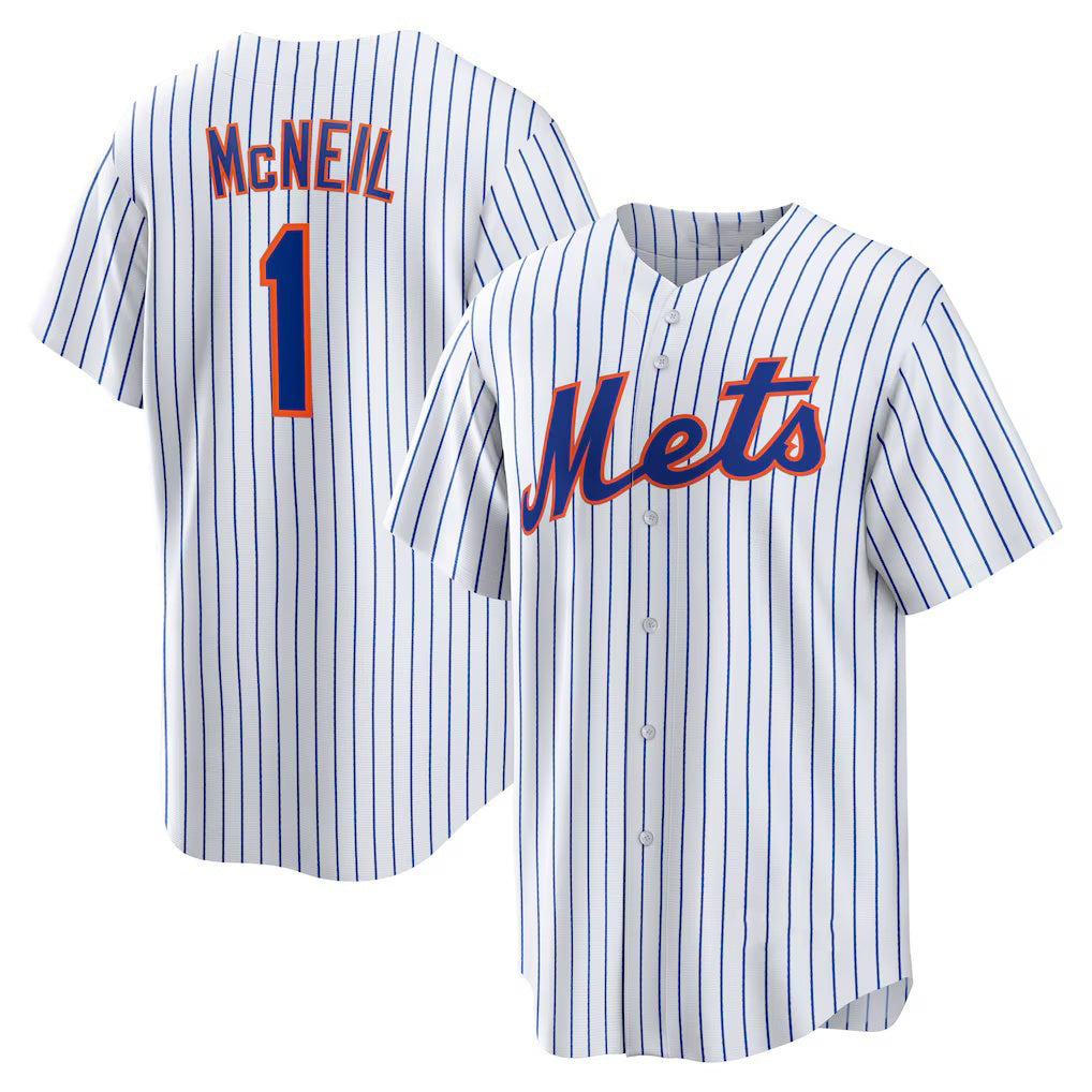 New York Mets #1 Jeff McNeil White AmberGomez Home Replica Player Jersey