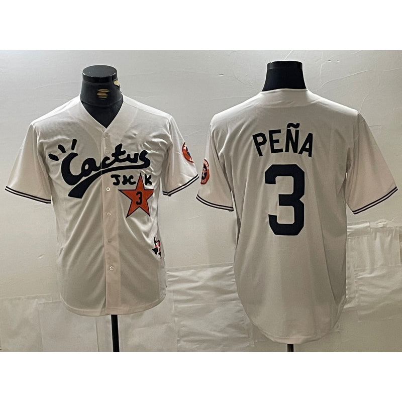 Houston Astros #3 Jeremy Pena Cream AmberGomez Cactus Jack Vapor Premier Stitched Jersey