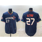 Houston Astros #27 Jose Altuve Navy AmberGomez 2025 City Connect With Texas Patch Limited Stitched Jersey