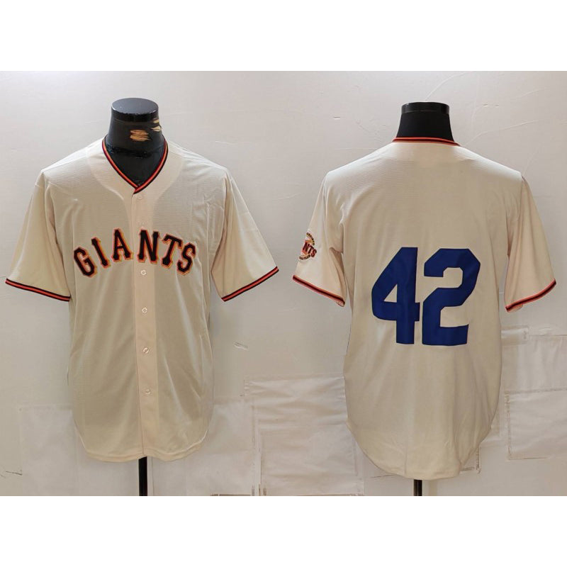 San Francisco Giants #42 Jackie Robinson Cream AmberGomez Limited Stitched Cool Base Jersey
