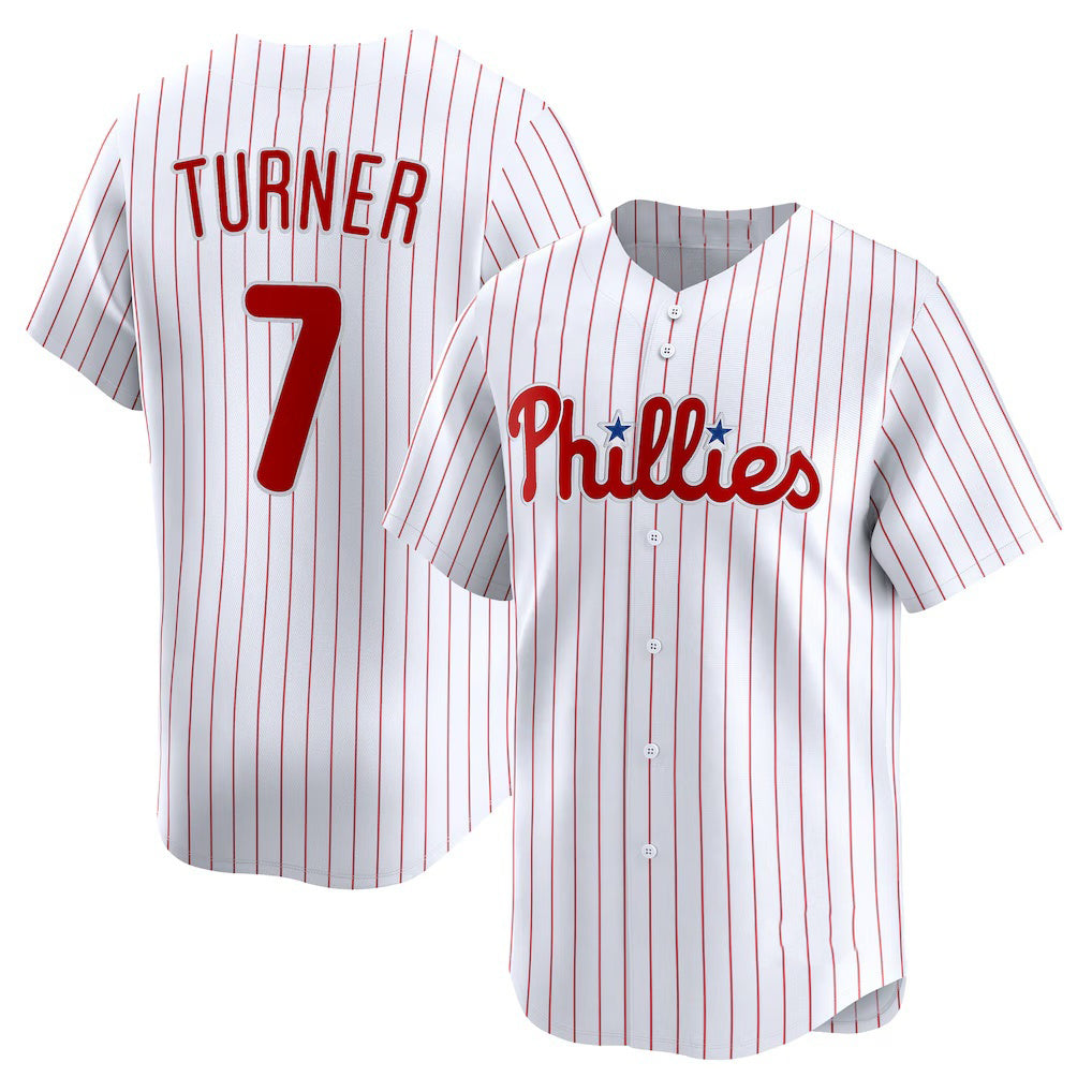 Philadelphia Phillies #7 Trea Turner White AmberGomez Home Limited Player Jersey